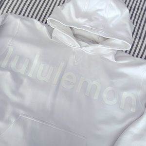 White oversized logo hoodie